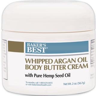 Baker's Best Whipped Argan Oil Body Butter Cream with 100% Pure Hemp Seed Oil