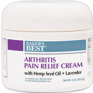 Baker's Best Arthritis Pain Relief Cream with Lidocaine, 100% Pure Hemp Seed Oil, and Lavender
